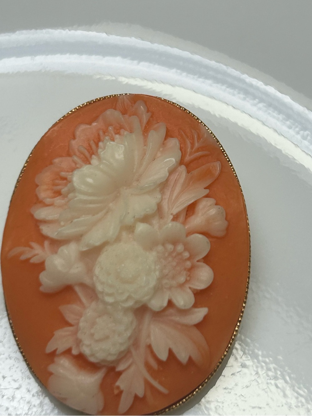 Vintage Floral Cameo Brooch